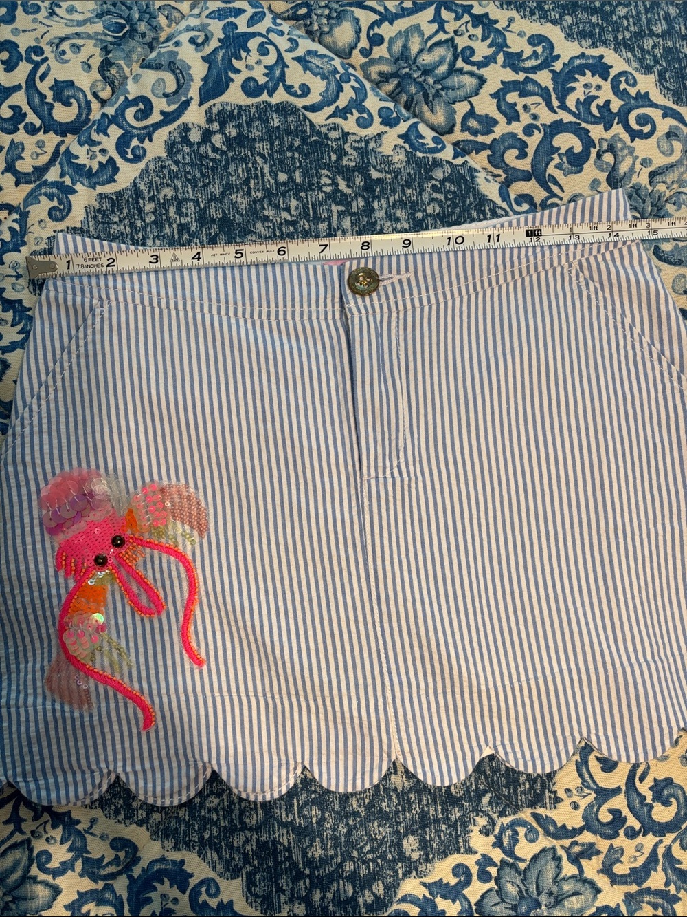 Lilly Pulitzer Colette Skort Bennet Seersucker Skort with Lobster -0 - Picture 7 of 13